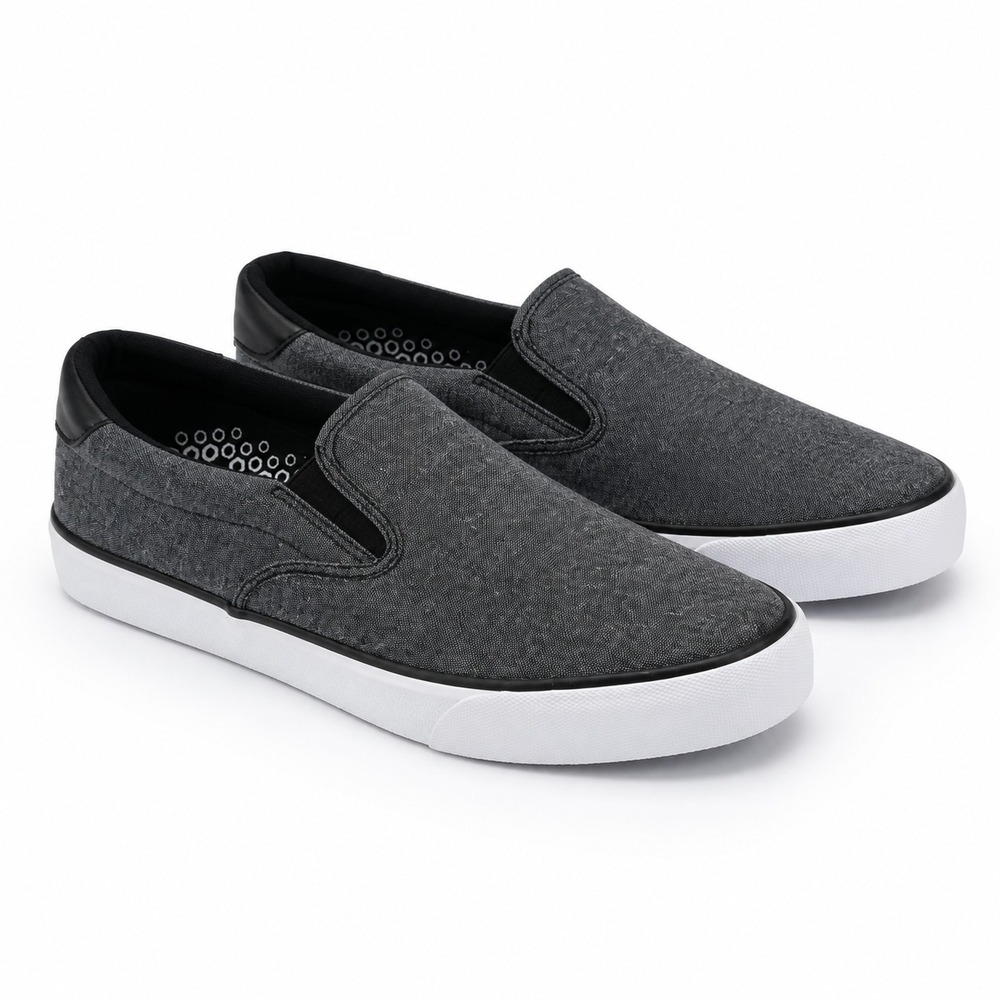 Lugz Clipper Men's Size 12 Gray White Canvas Slip-On Sneakers Casual Shoes New